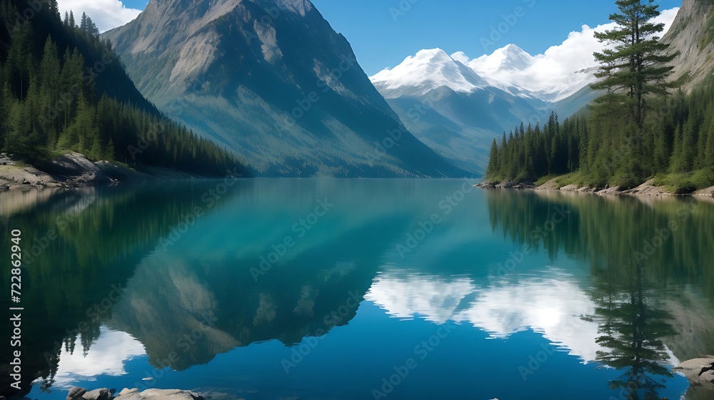 Natures beauty reflected in tranquil mountain waters without anything else