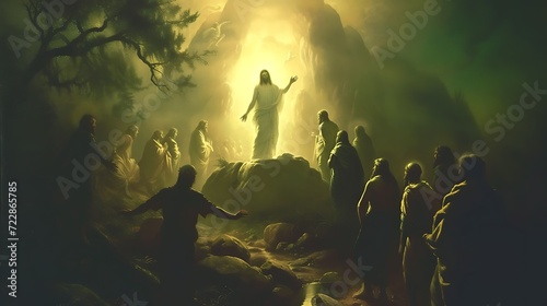 Happy Easter background, poster card, Jesus Christ