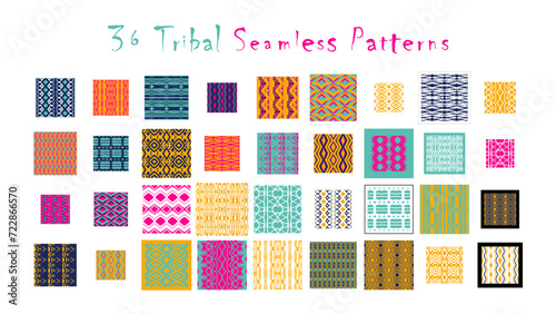 Set of 36 tribal seamless patterns