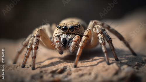 a close up of a spider on a rock