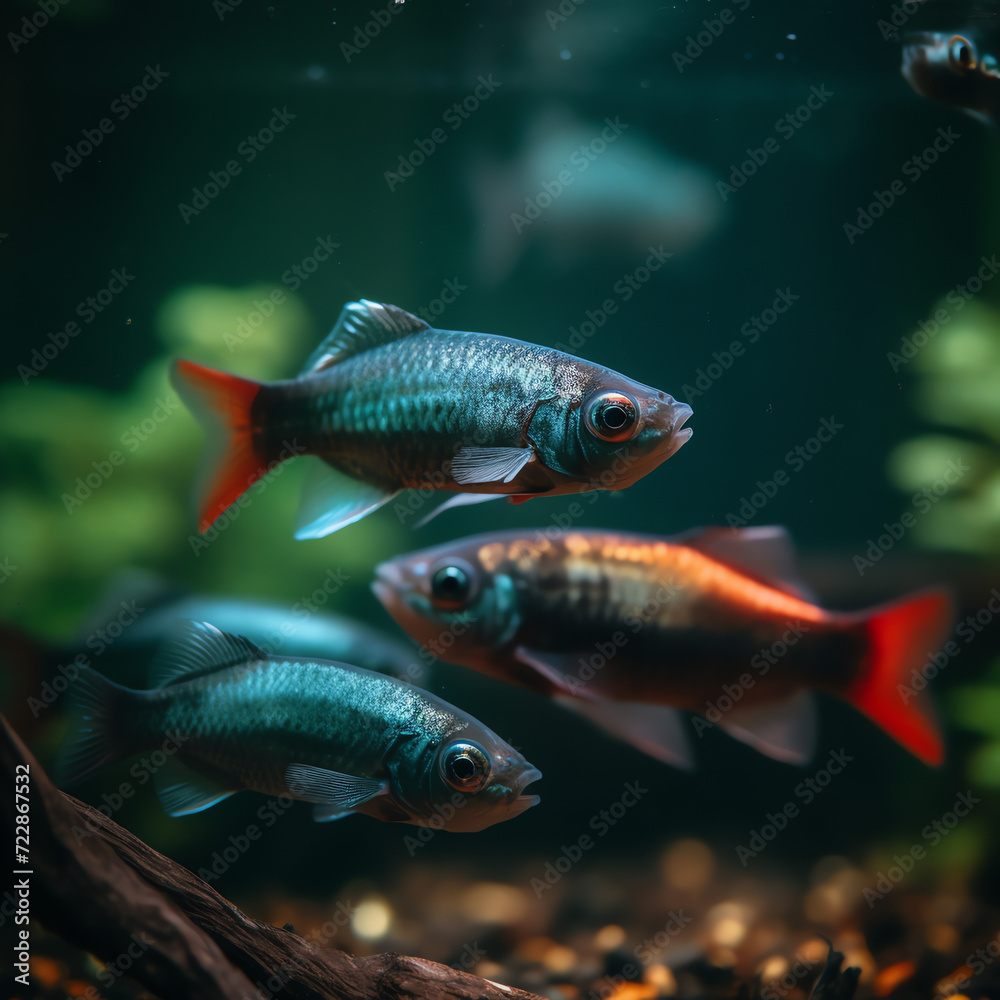 a group of fish swimming in an aquarium a group of fish swimming in an aquarium