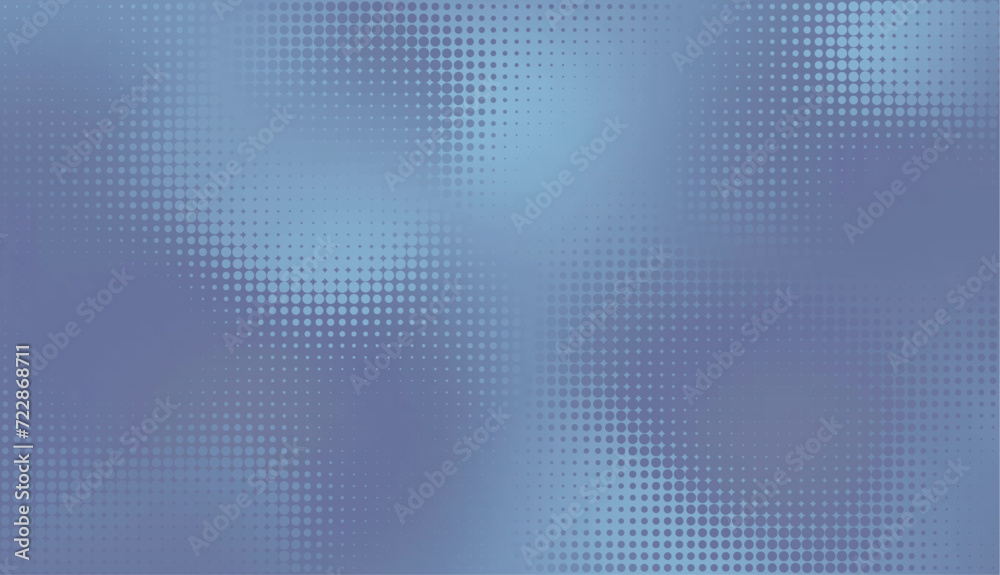 Blue gray gradient halftone dots background. Vector illustration. Abstract pop art style dots on abstract blur background