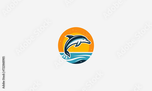 jump dolphin vector illustration logo design