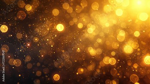 Golden Christmas Bokeh A festive blend of glittering lights, warm gold hues, abstract bokeh creating a magical banner background copy space area