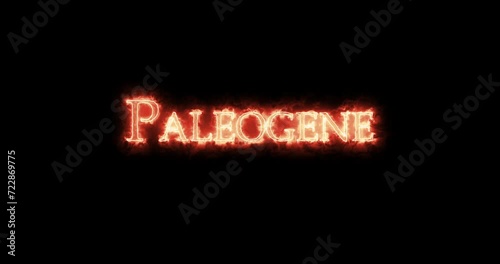 Paleogene, geologic period, written with fire. Loop photo