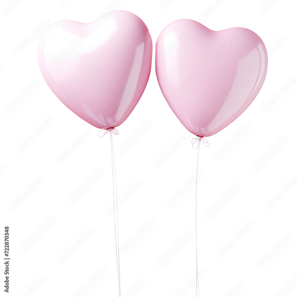 Balloons heart shape Valentine's Day on transparent background