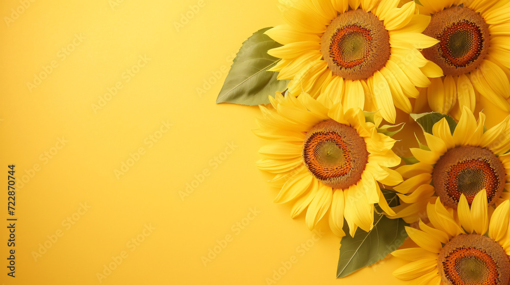 Sunflowers on a yellow background