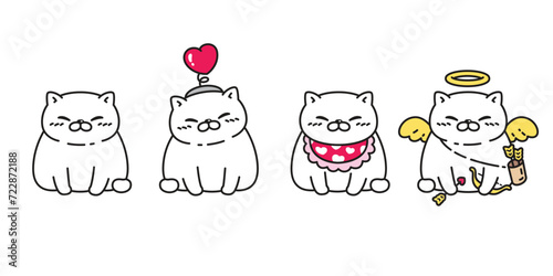 cat vector heart valentine icon cupid angel kitten calico neko pet cartoon character illustration symbol clip art isolated design