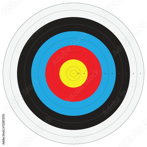archery target board with points, printable vector illustration