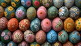 View of colorful easter eggs. Easter celebration.