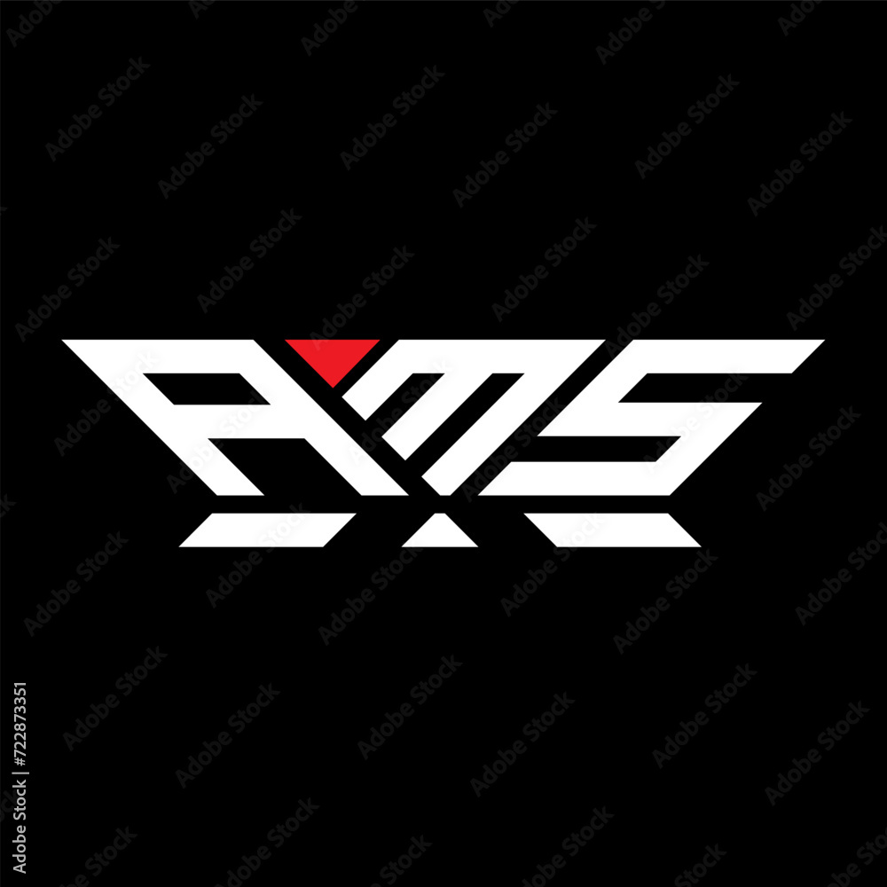 Obraz premium AMS letter logo vector design, AMS simple and modern logo. AMS luxurious alphabet design 