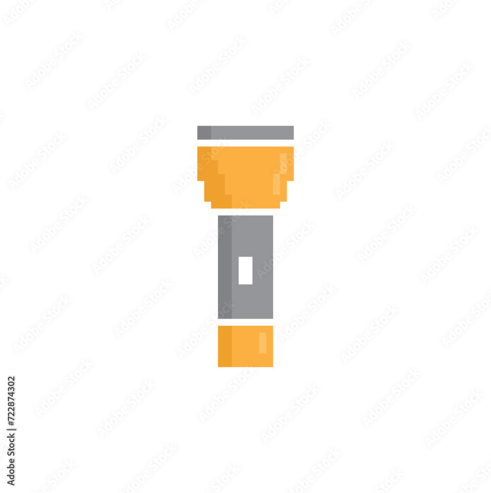 pixel flashlight icon. Vector pixel art flashlight 8 bit logo for game pixel flashlight icon. Vector pixel art flashlight 8 bit logo for game