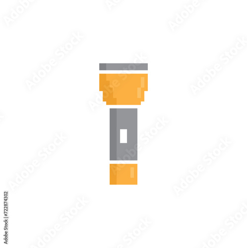 pixel flashlight icon.  Vector pixel art flashlight 8 bit logo for game