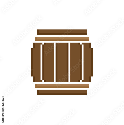  pixel barrel icon vector  pixel art for 8 bit game