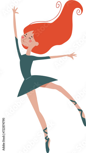 woman dancing ballet flat vector illustration