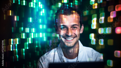 Male computer programmer is working in front of a laptop