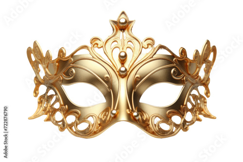 Radiant Gold Festival Mask Isolated On Transparent Background