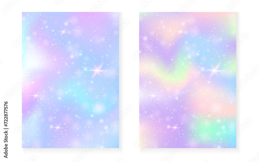 Kawaii background with rainbow princess gradient. Magic unicorn hologram. Kawaii background with rainbow princess gradient. Magic unicorn hologram.