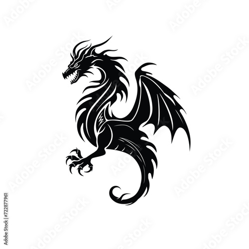 Dragon silhouette icon isolated on white background.