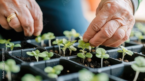 With a gentle caress, the elderly man tends to his blooming garden, infusing it with the essence of spring's vibrant energy.