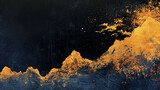 paper background the mountains in autumn gold and dark blue