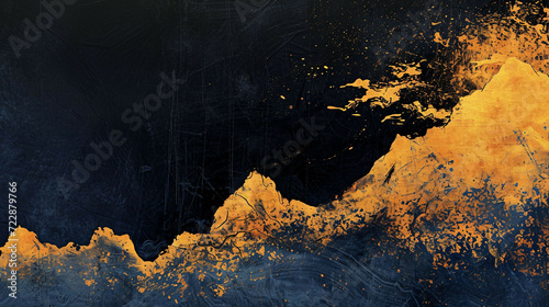 paper background the mountains in autumn gold and dark blue © ZenArt