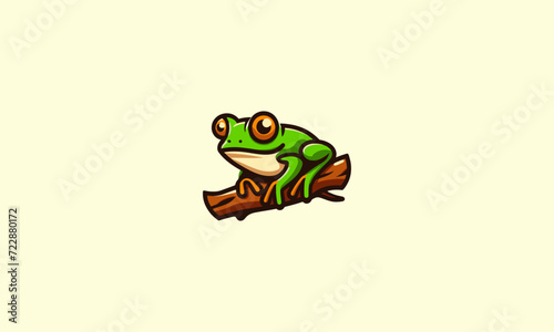 a frog is on a tree branch vector logo design