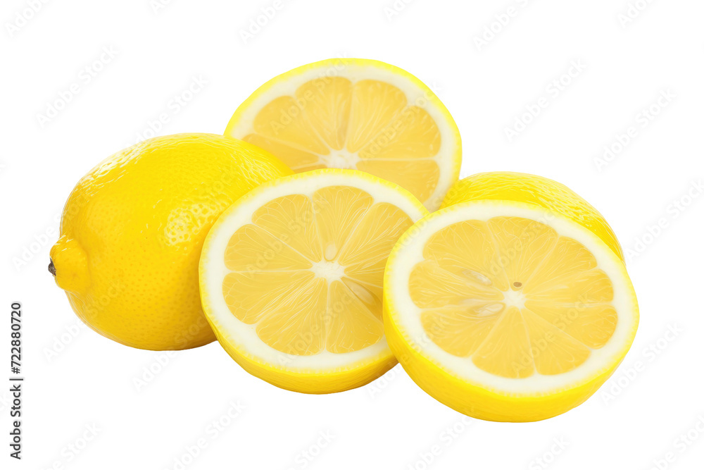 Fresh Lemon Slices Isolated On Transparent Background