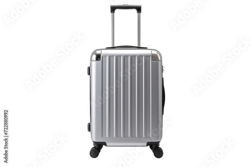 The Sleek Look of a Metallic Rolling Suitcase Isolated On Transparent Background