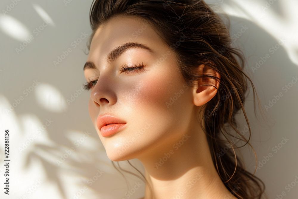 Naklejka premium Women's beauty skincare routine photography