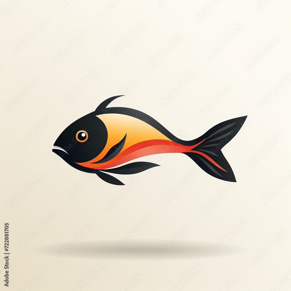 minimalistic logo emblem with a fish on white background. Symbol badge for a fishing brand, restaurant and seafood store, a fishing company