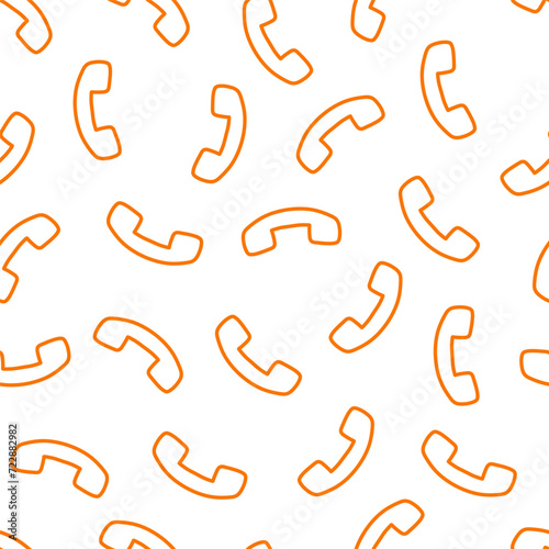 Seamless pattern with orange outline phone