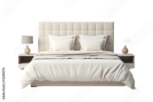 Luxurious 5 Piece Solid Color Bed Set Isolated On Transparent Background