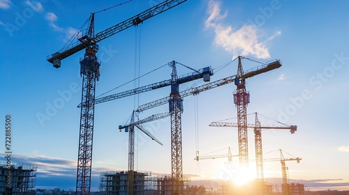Tower cranes on a construction site