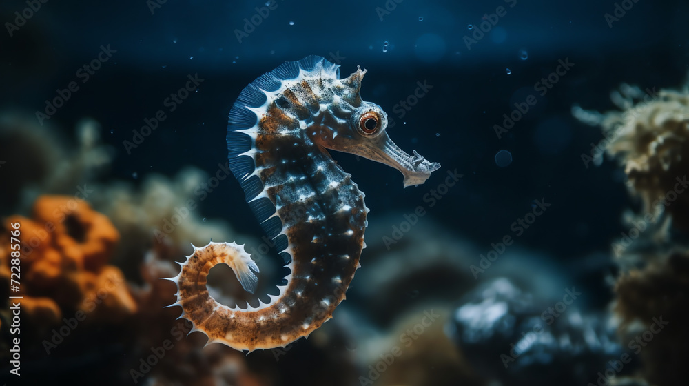 a seahorse swimming in an aquarium a seahorse swimming in an aquarium