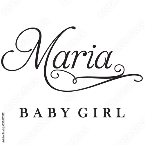 Maria baby girl sign design name text word font swirl baby maria