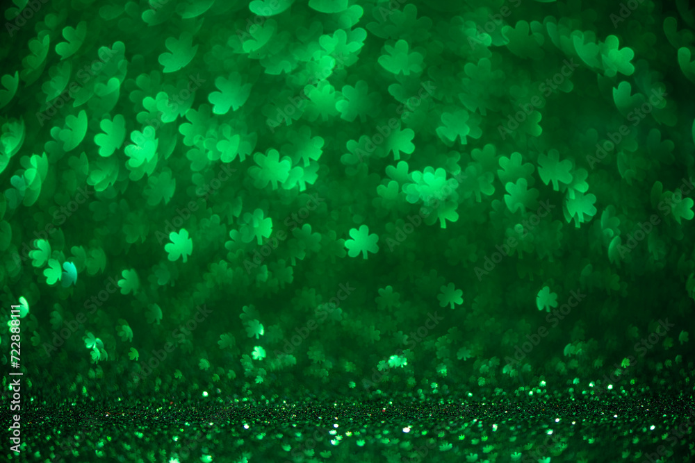 Abstract green background with clover highlights. Spring, summer background, st. Patricks day