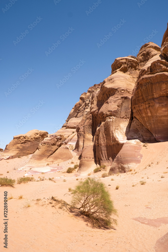 Majestic Rock Formation in Wadi Rum Desert, Jordan