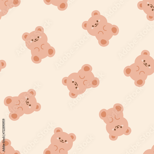 Seamless pattern with cute brown bears