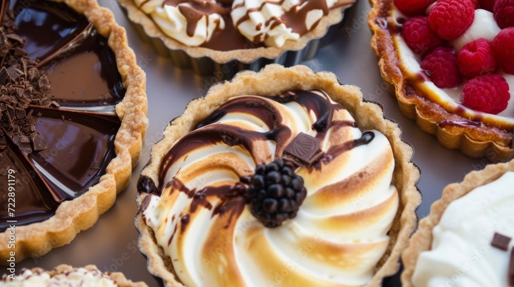 Assorted Gourmet Tarts Top View Assorted Gourmet Tarts Top View