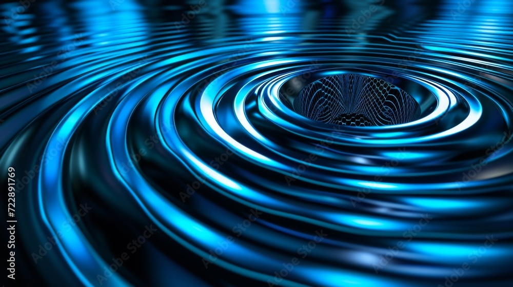 Modern digital waves in neon light. The change in the frequency of a wave circles in relation to an observer who is moving relative to the source of the wave Modern digital waves in neon light. The change in the frequency of a wave circles in relation to an observer who is moving relative to the source of the wave