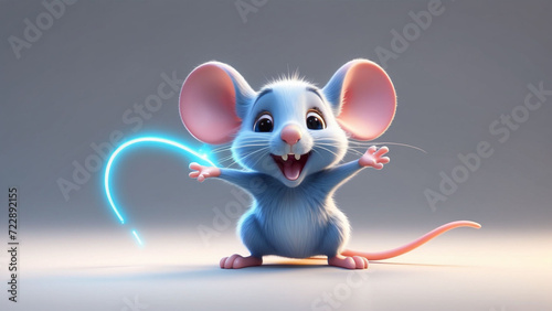 Vector image of a magical mouse, Cartoon magic mouse vector design White background photo