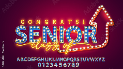 Senior 2025 - Typography. blck text isolated white background. Vector illustration of a graduating class of 2023.
