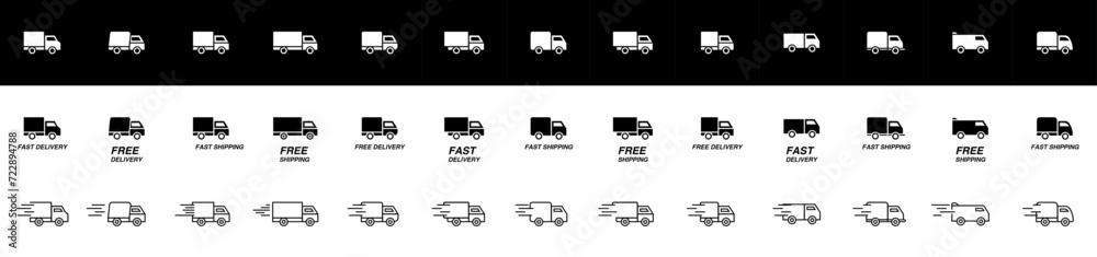 Delivery vehicle icon vector. Fast shipping, Free shipping, Fast delivery, Free delivery.Linear and filled delivery icon sets. Ui,Ecommerce and other. vector illustration Delivery vehicle icon vector. Fast shipping, Free shipping, Fast delivery, Free delivery.Linear and filled delivery icon sets. Ui,Ecommerce and other. vector illustration
