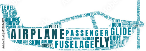 aeroplane symbol tagcloud illustration with related words