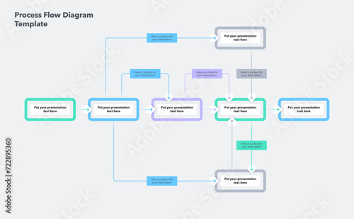 Simple modern template for process flow diagram. Flat infographic design with thin lines for website or data presentation.