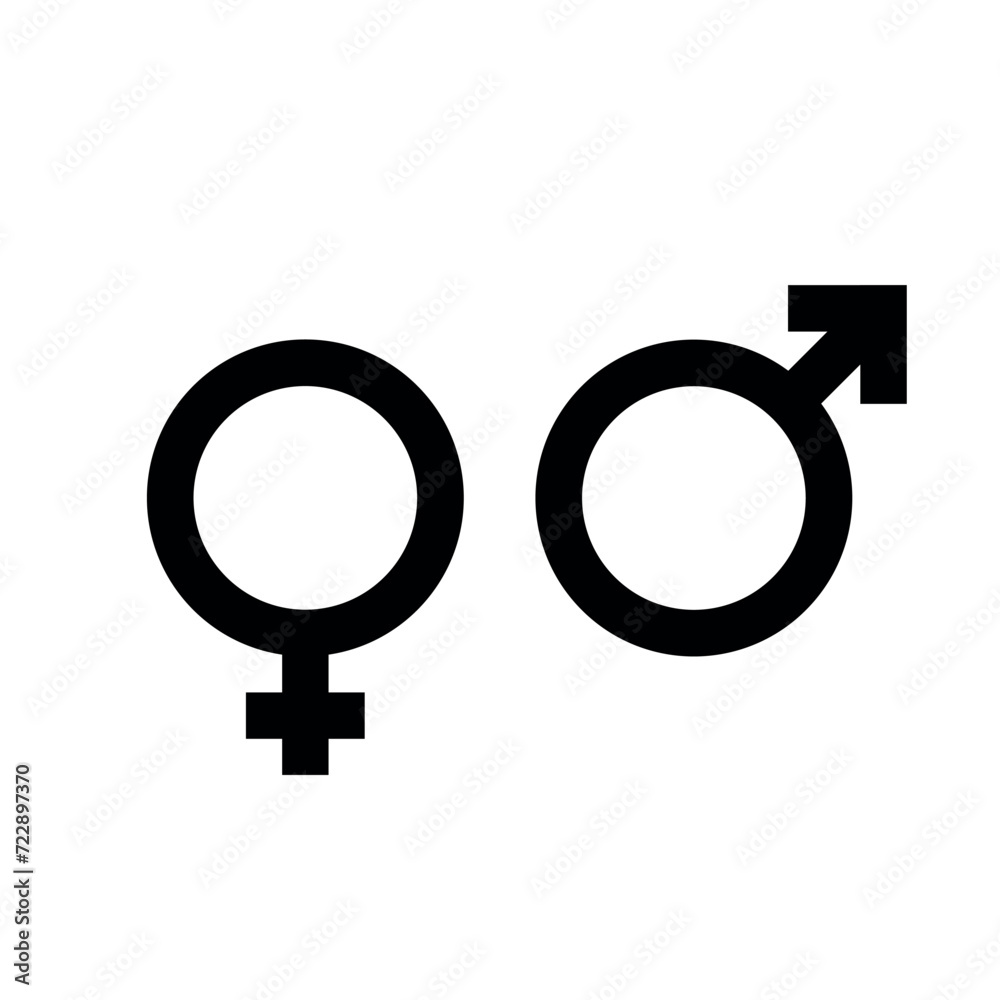 Gender symbol. Female and male icon. Man and woman sign. Vector EPS 10. Black Isolated on white background Gender symbol. Female and male icon. Man and woman sign. Vector EPS 10. Black Isolated on white background