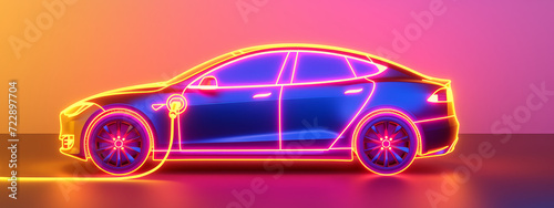 Thermal imaging of an electric car during charging, depicting heat distribution and energy transfer. 