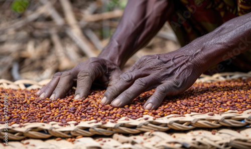 African Women Spreading a Clove to dry on the thatched mat at Pemba island  Zanzibar  Tanzania