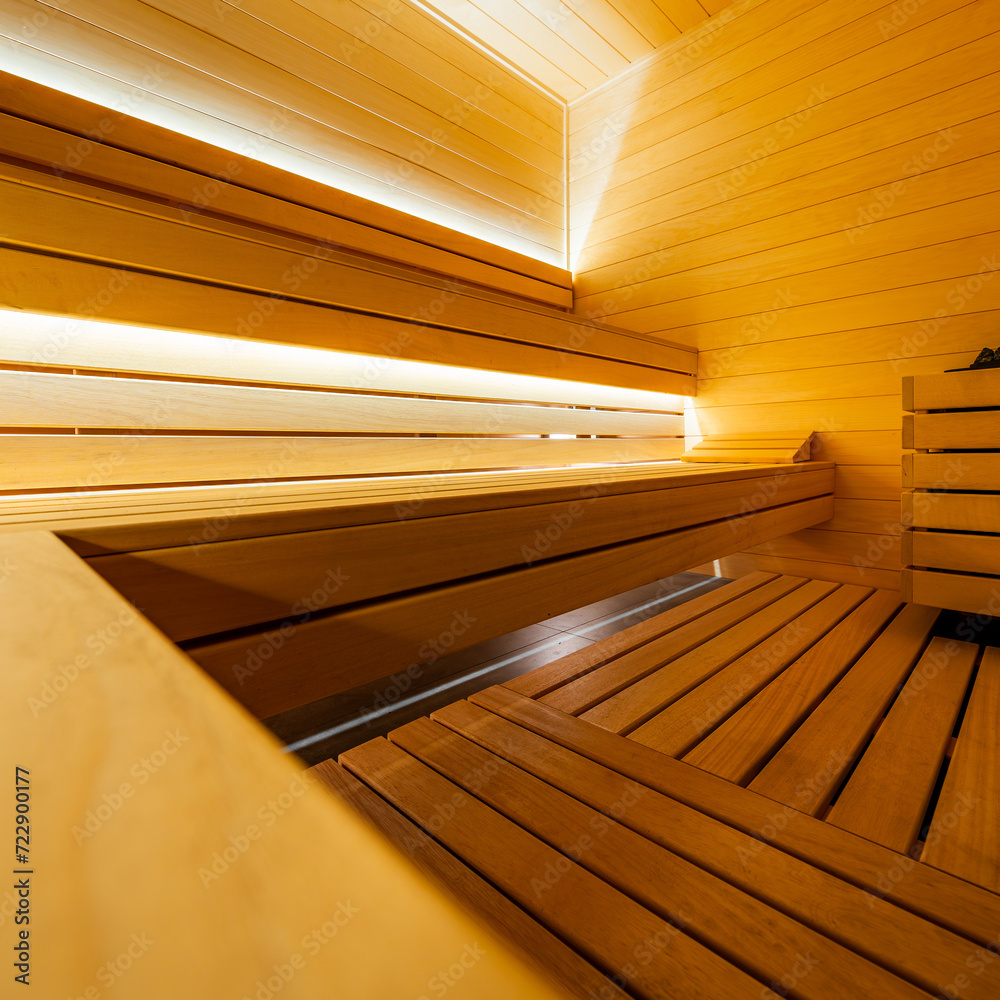 small wooden dry sauna - cleansing the body through sweat - relaxation at high temperature